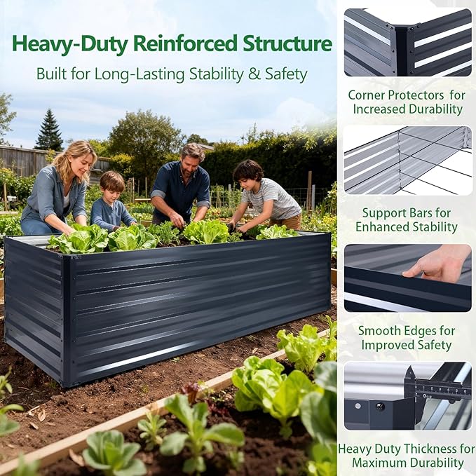 Galvalume Raised Garden Bed 8x4x1.95FT–3X Rust Resistant Aluminum-Zinc Steel - Image 4