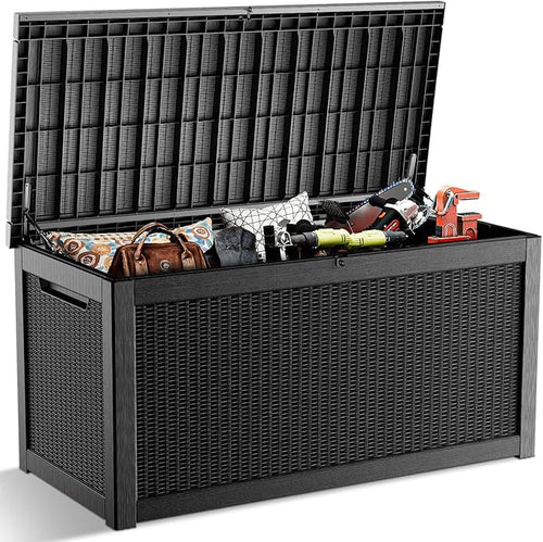 320 Gallon Outdoor Deck Box, Lockable Waterproof Outdoor Storage Boxes by MAIUSCOLI