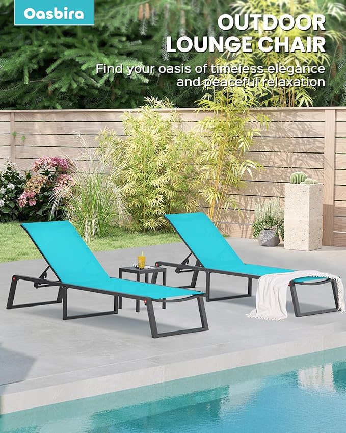 Aluminum Chaise Lounge Chair Outdoor, Foldable & Assembly Free Patio Pool - Image 6