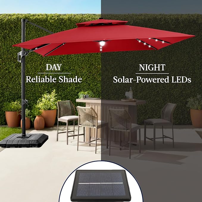 Best Choice Products 12x12ft LED Cantilever Patio Umbrella w/Base Included & - Image 6