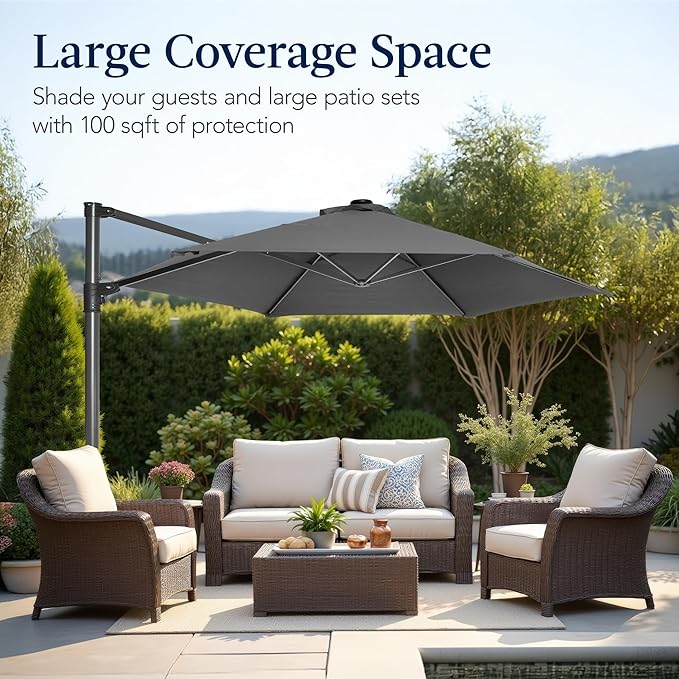 Best Choice Products 10ft Offset Cantilever Hanging Market Patio Umbrella - Image 4