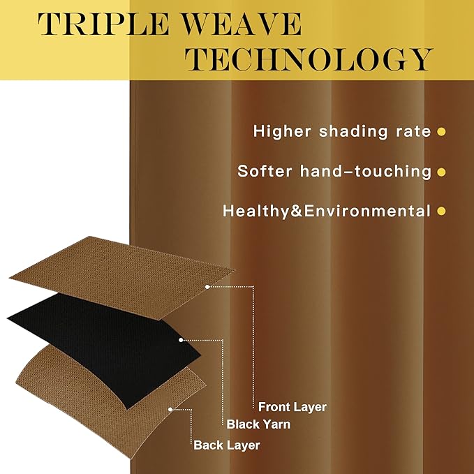 NICETOWN Gold Brown Sliding Glass Door Curtain - Image 4