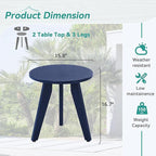 HDPS Outdoor Side Table, Small Round Side Table Weather-Resistant, Outdoor Side - Image 2