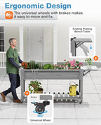 YEFU Raised Garden Bed with Legs: 57x18x30in Elevated Poly Planter with Wheels - Image 2