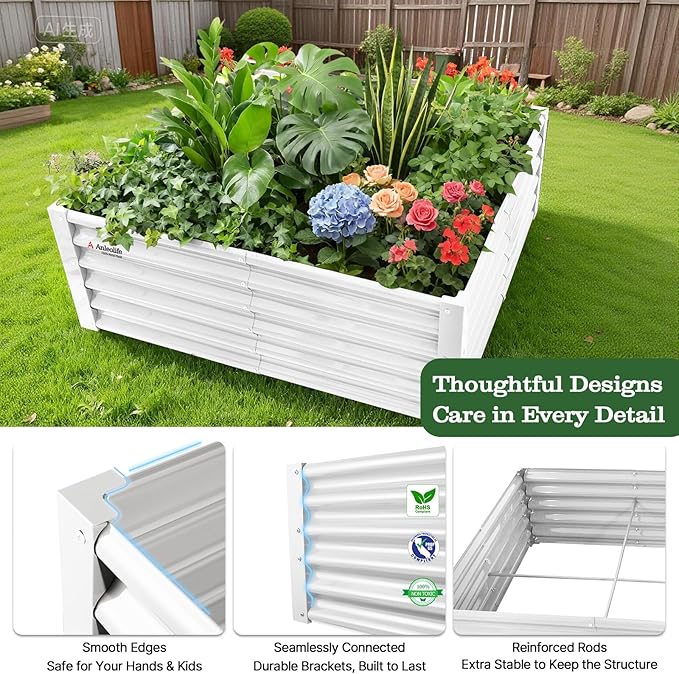 A ANLEOLIFE 4X4X1.5 ft Galvanized Raised Garden Beds Outdoor, Square Metal - Image 4
