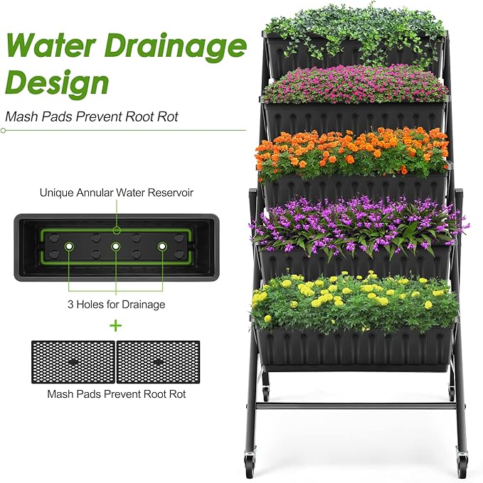 Suyncll Vertical Raised Garden Bed Planter Box, 5 Tiers Vertical Garden Planter - Image 4