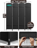 Sorbus 4 Panel Room Divider 6 ft. Tall - Image 5