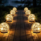 Solar Globe Lights Outdoor Waterproof-Solar Balls Garden-Cracked Glass Ball by JKIMK