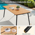 70" Patio Outdoor Dining Table for 4-6, Weather-Resistant Wood-Grain Top - Image 6