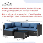 Shintenchi 5 Pieces Outdoor Patio Sectional Sofa Couch, PE Wicker Furniture Sets - Image 6