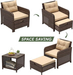 LHBcraft Balcony Furniture 5 Piece Wicker Patio Furniture Set, Outdoor - Image 4