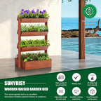 SUNYRISY 4 Tiers Vertical Wooden Raised Garden Bed Outdoor, Freestanding Garden - Image 3