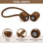 Hion Magnetic Curtain Tiebacks Dark Brown 4 Pack, Curtain Tiebacks Buckles - Image 2