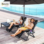 Outsunny Zero Gravity Chairs Set of 2, Reclining Folding Zero Gravity Lounge - Image 2