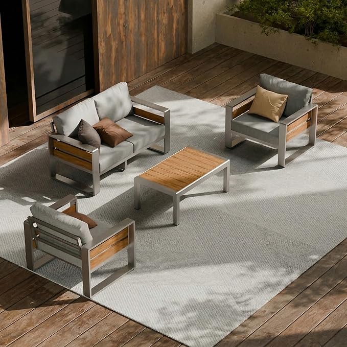 ZANDOR Outdoor Patio Conversation Sets, 4-Piece Aluminum Metal Outside by ZANDOR%7CCraftingYourOutdoorElegance