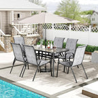 TLSUNNY 7 Pieces Patio Dining Set, Outdoor Table and Chairs W/1.69″ Umbrella by TLSUNNY