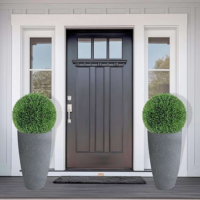 2 Packs 21 inch Tall Planter, Indoor Outdoor Round Planter - Image 4