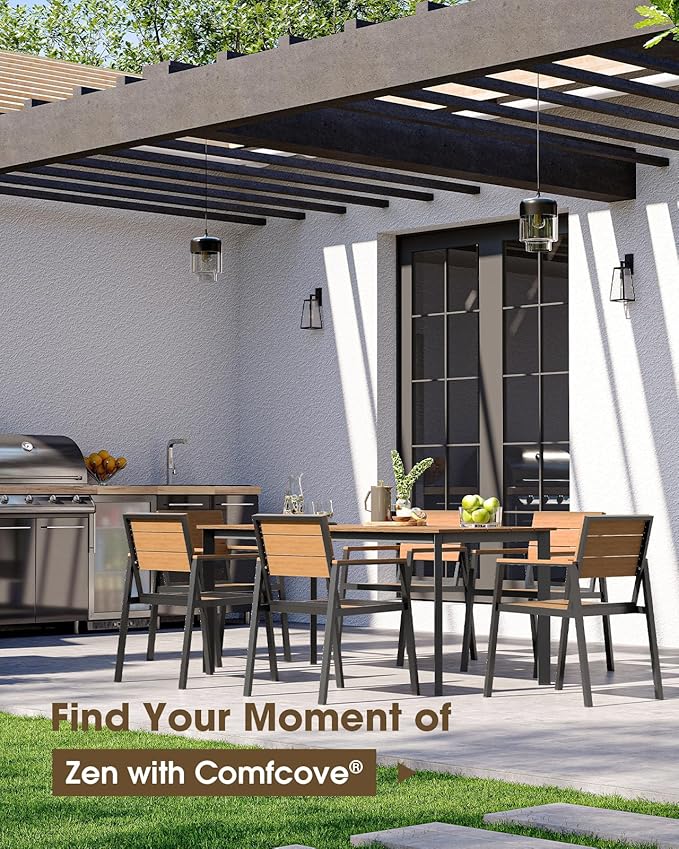 Outdoor Patio Dining Sets, Aluminum 5 Piece HDPS Outdoor Dining Table Set - Image 7