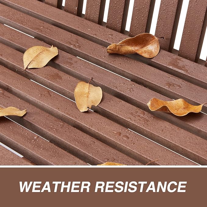 Psilvam Garden Bench, 2-Person Poly Lumber Patio Bench, All-Weather Outdoor - Image 5