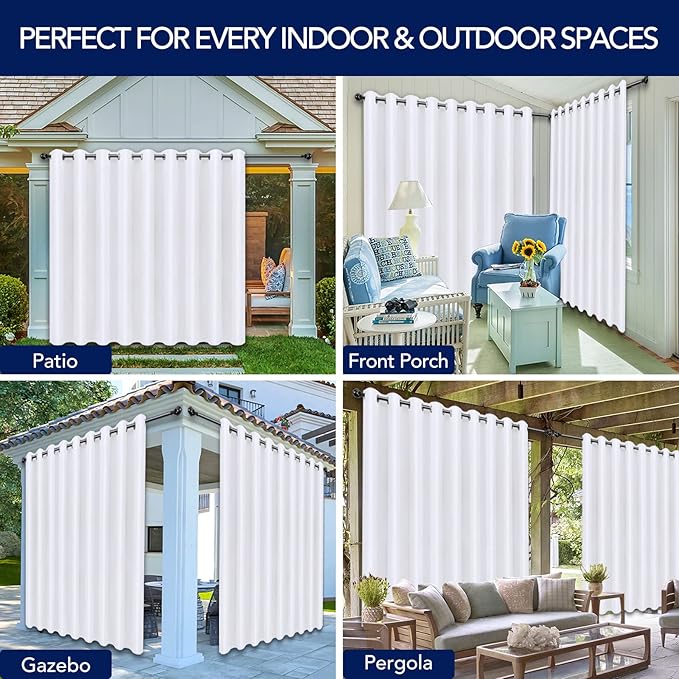 PureFit Outdoor Curtains for Patio Waterproof Weatherproof, UV Resistant - Image 5