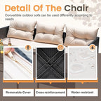 Devoko Outdoor Patio Furniture 3-Piece Rattan Waterproof Outdoor Sectional Sofa - Image 2