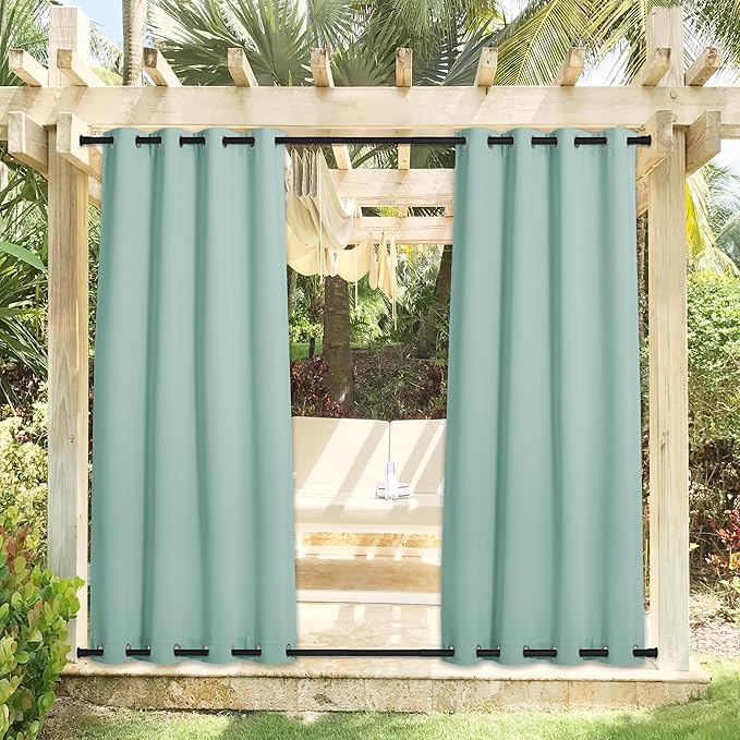 NICETOWN 2 Panels Weighted Outdoor Curtains 95 inch Long, Stainless Grommet Top - Image 7
