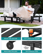 SERWALL Outdoor Chaise Lounge Set of 6, HDPE Pool Lounge Chair - Image 5
