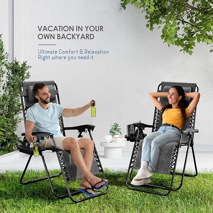 Nestl Zero Gravity Chairs Set of 6, Patio Lounge Chair Outdoor - Image 9