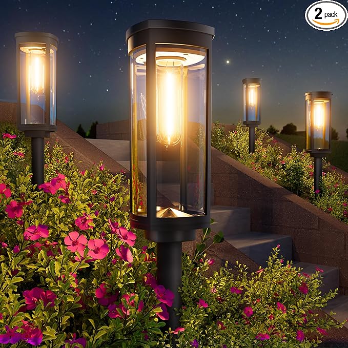 Bright Solar Pathway Lights, 2 Pack Solar Lights Outdoor Waterproof IP65 by BITPOTT