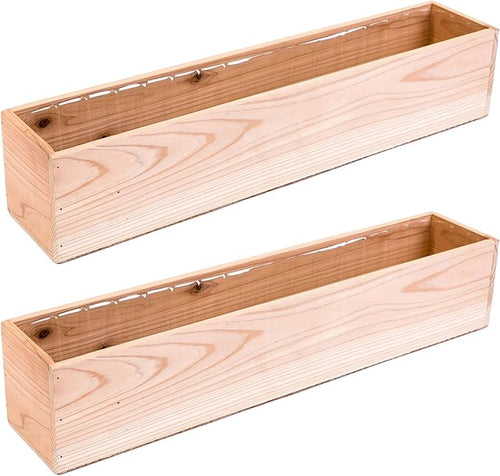 20" Rectangular Rustic Wood Planter by Unknown