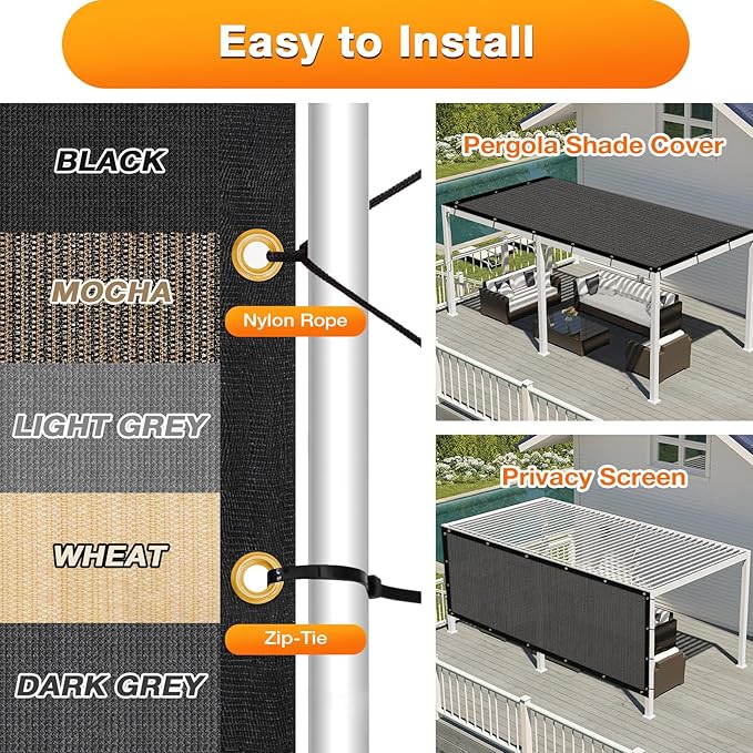 Artpuch Outdoor Pergola Shade Cover 4x17 FT Sun Shade Cloth - Image 5
