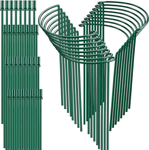 16 Pack 32 or 16 inch Adjustable Plant Support Stakes, Heavy-Duty Half Round by HiGift