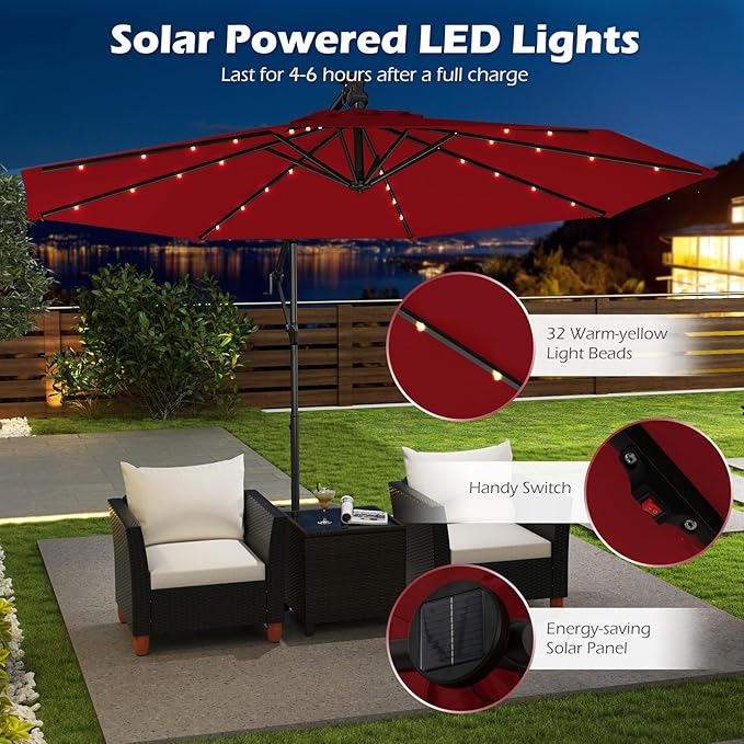 Tangkula 10ft Solar LED Patio Umbrella - Image 6