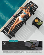 SERWALL Outdoor Chaise Lounge Set of 2, All-Weather HDPE Pool Lounge Chairs - Image 9