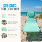 Ostrich 4-Position Outdoor Chaise Lounge w/Face Cushion & Arm Holes, Teal - Image 5