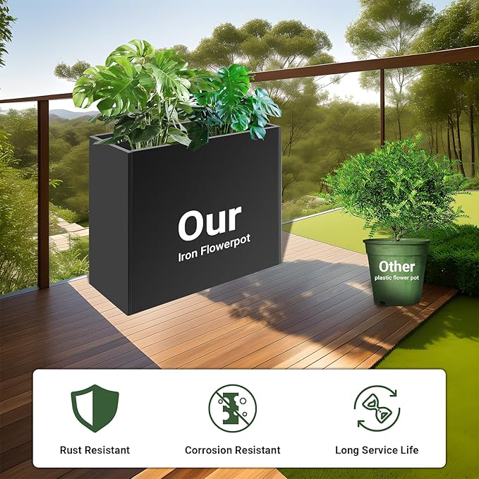36" Metal Planter Box, Large Rectangular Window Box - Image 3