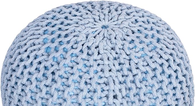 BIRDROCK HOME Round Pouf Ottoman | Cotton Braided Foot Stool - Image 6