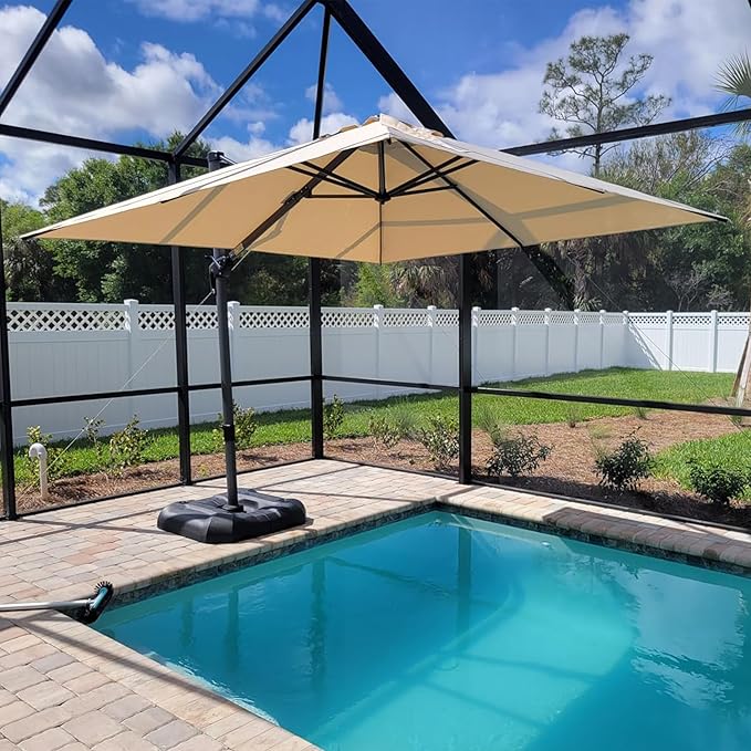 PURPLE LEAF 8 Feet Square Cantilever Umbrella Patio Umbrella by PURPLELEAF