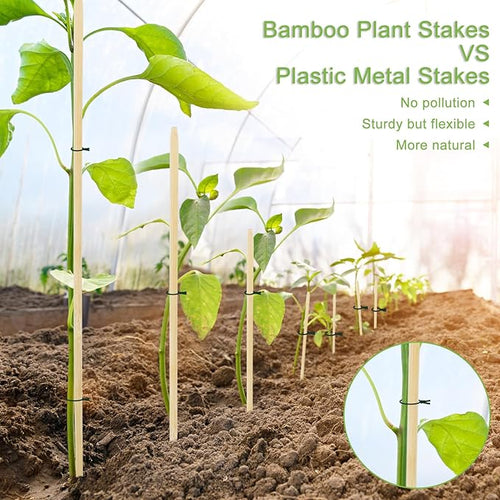 40 PCS Bamboo Plant Stakes 18 Inch, Wood Plant Support - Image 2