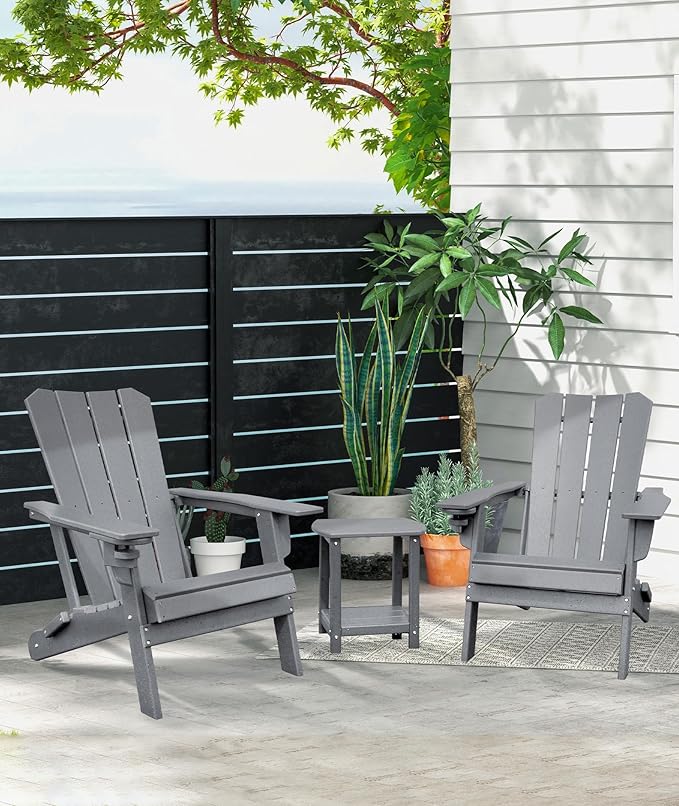 Adirondack Square Outdoor Side Table, 2-Tier Storage Patio Side Table, HDPE End - Image 7