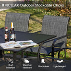 VICLLAX Patio Table and Chair Set of 6, All Weather Metal Round Outdoor Dining - Image 3
