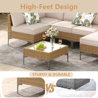 Jing's Villa 7-Piece Outdoor Patio Furniture Set, Ratten Conversation Sectional - Image 5