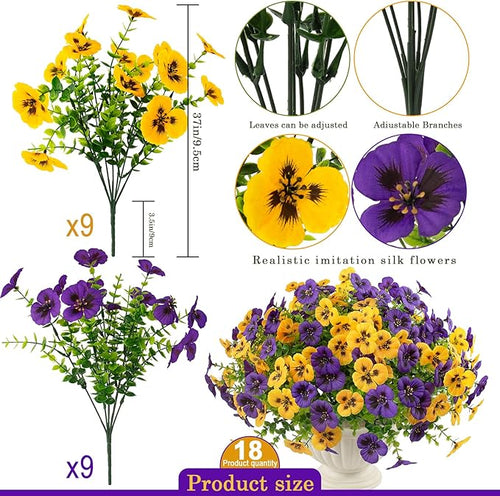 18 Pcs Artificial Fake Pansy Flowers - Image 2