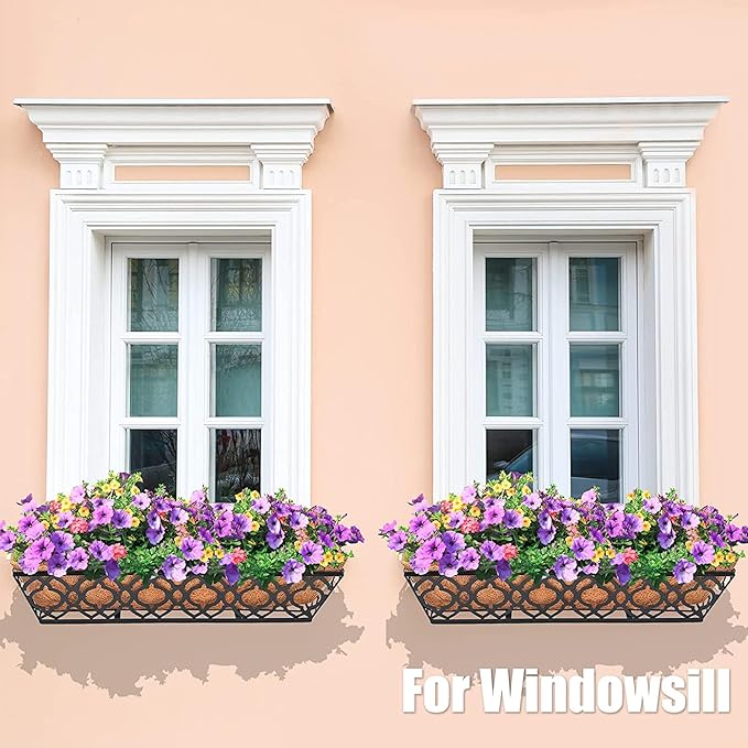 4pcs 24 Inch Window Deck with Coco Liner, Metal Hanging Flower Planter Window - Image 3