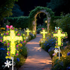 YJFWAL Solar Flower Cross for Cemetery Grave, Grave Decorations for Cemetery - Image 6