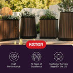 Keter Signature 21.7 Inch Tall Rectangular Large Wood Look Planter - Image 14