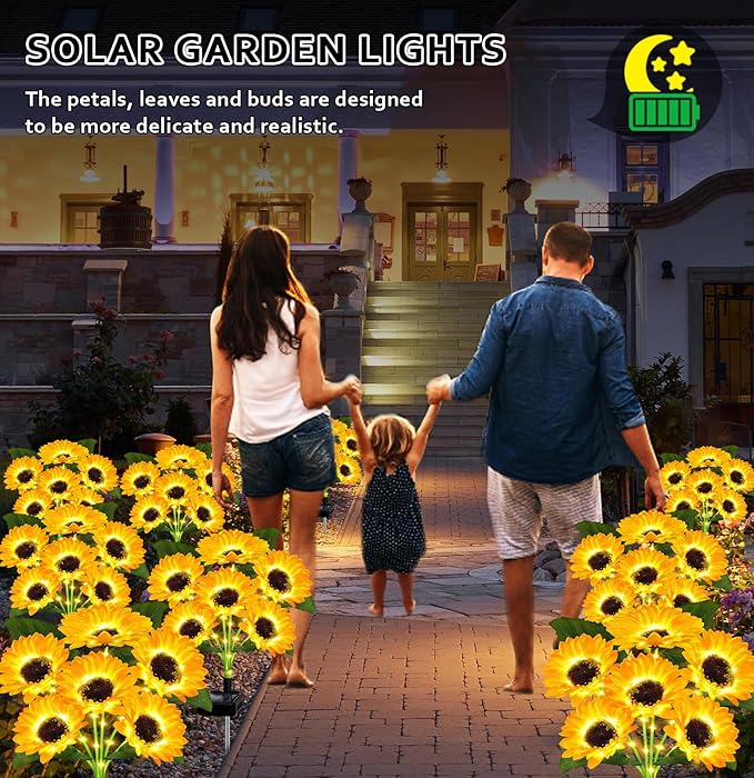Solar Lights Outdoor Garden Decor, 4 Pack - Image 3