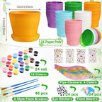 24 Set Garden Plastic Paintable Flower Pot Craft Kit 4" Starter Pots DIY - Image 4
