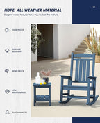 KINGYES Oversized Outdoor Rocking Chair Set of 4, High Density Polyethylene - Image 5