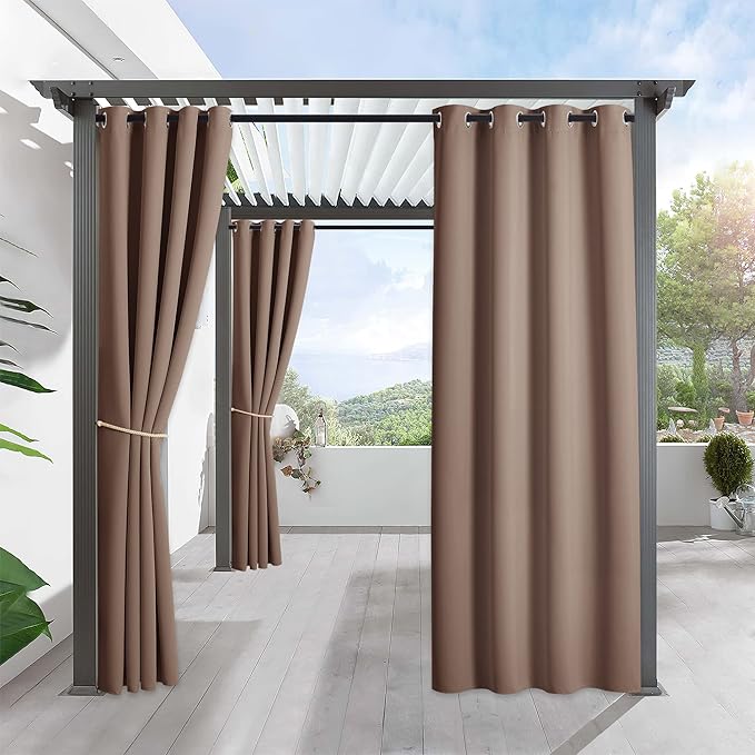 RYB HOME Outdoor Curtains for Patio Waterproof Block Sunlight Thermal Insulated by RYBHOME